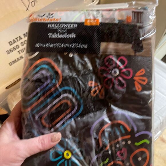 Halloween Decor: Colorful Monster Potato Sacks & Tablecloth - Picture 8 of 8